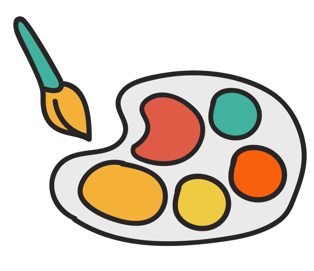 An illustration of a paintbrish and paint